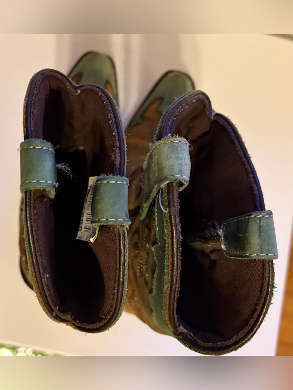 Durango Green/brown Suede Western Boots with Brown Lining - Picture 3 of 6